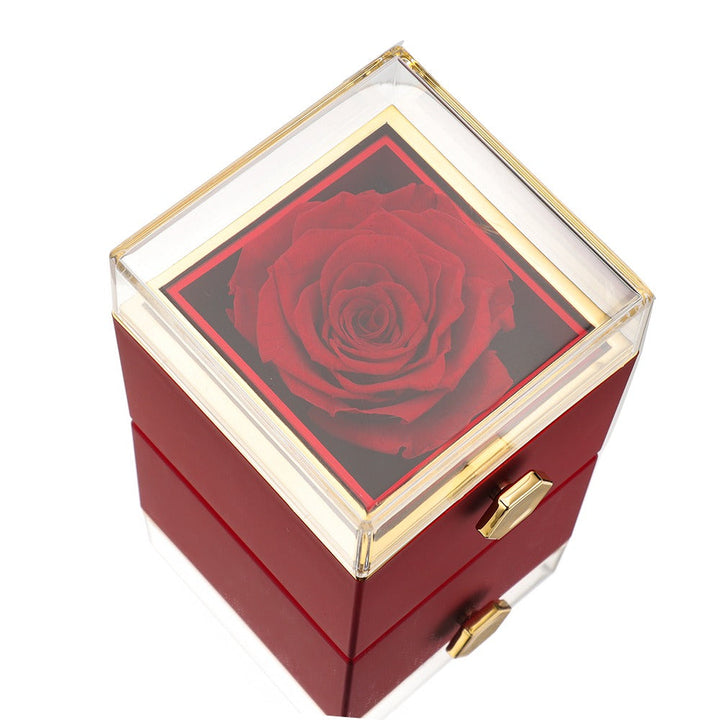 Rosa Eterna con Collar de Corazones Bañado en Oro ❣️