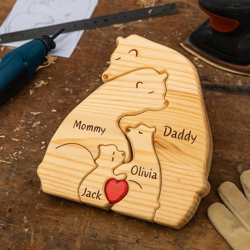 Puzzle familia de osos de madera