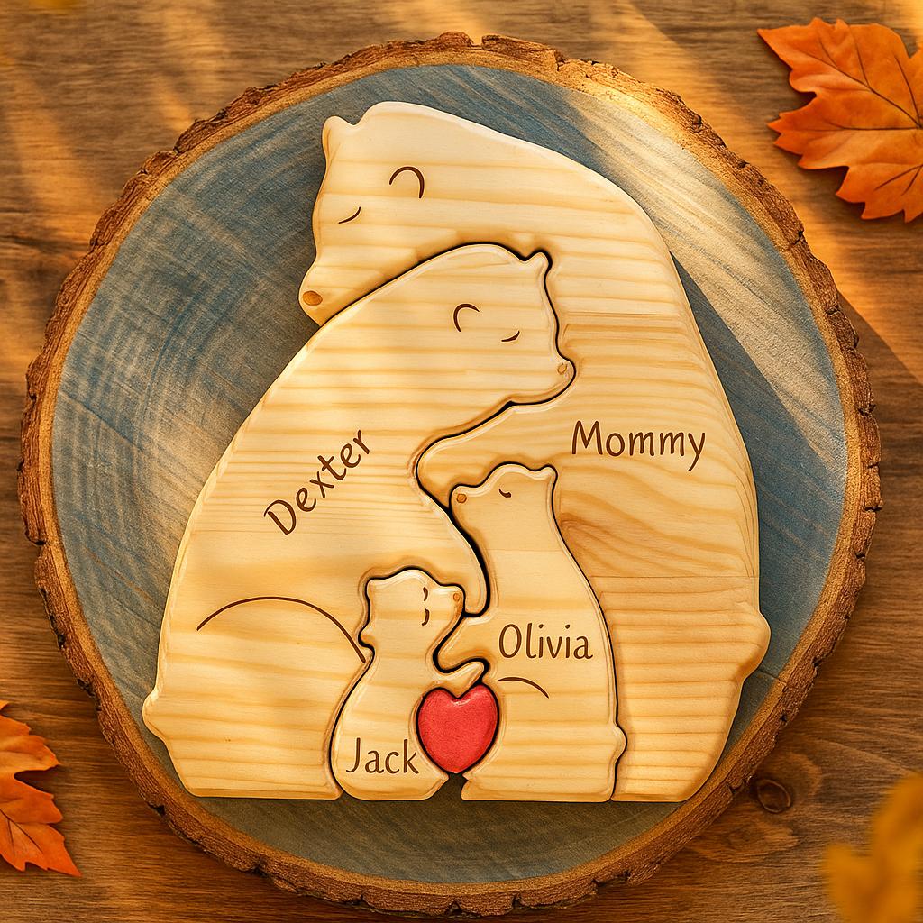 Puzzle familia de osos de madera