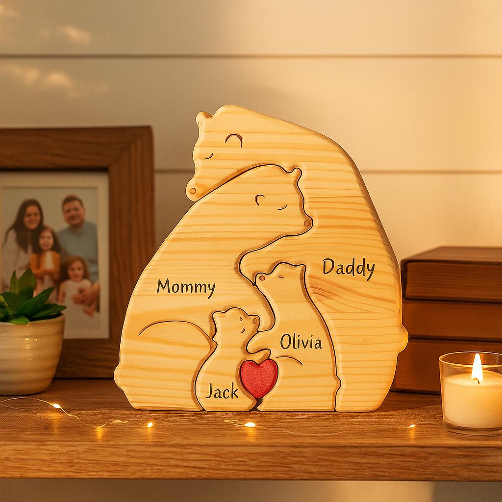 Puzzle familia de osos de madera