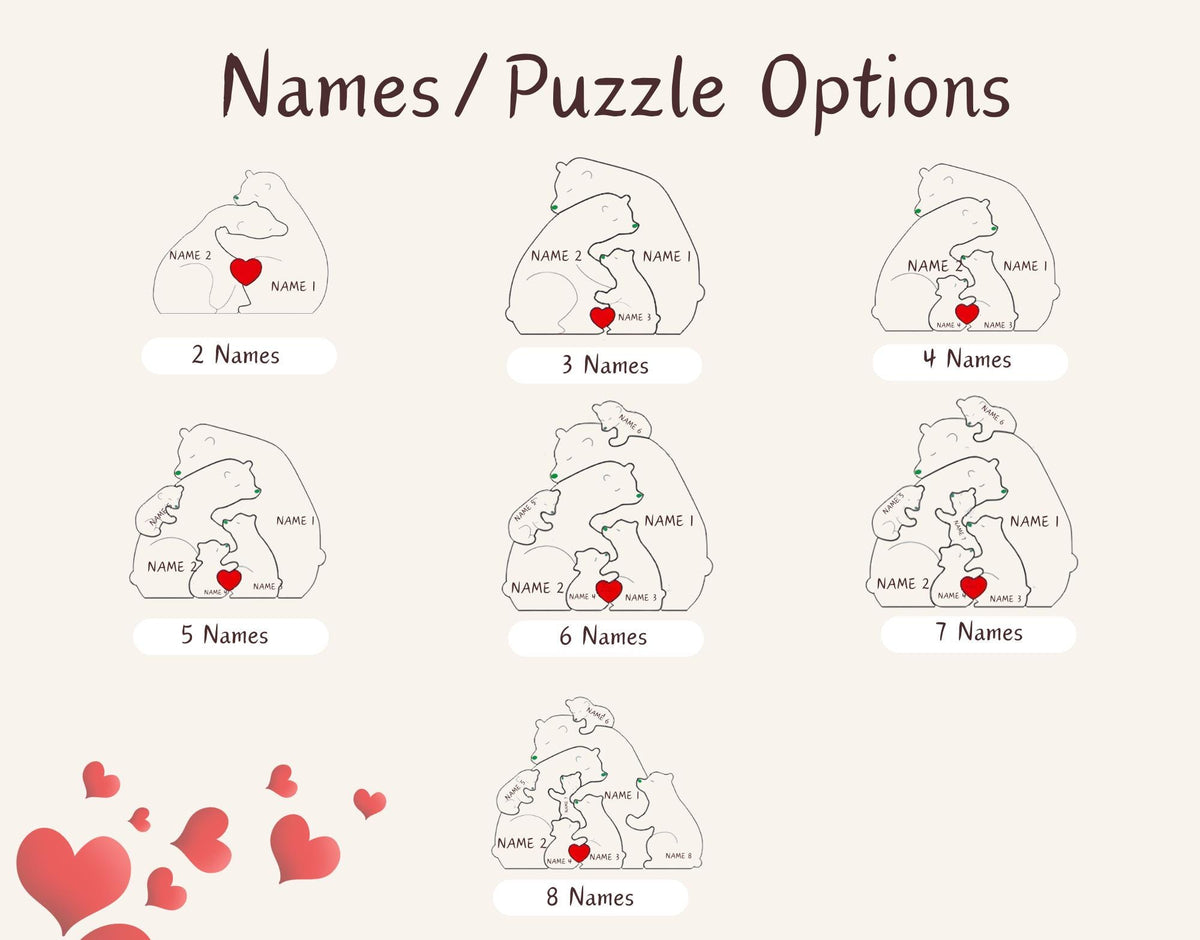 Puzzle familia de osos de madera