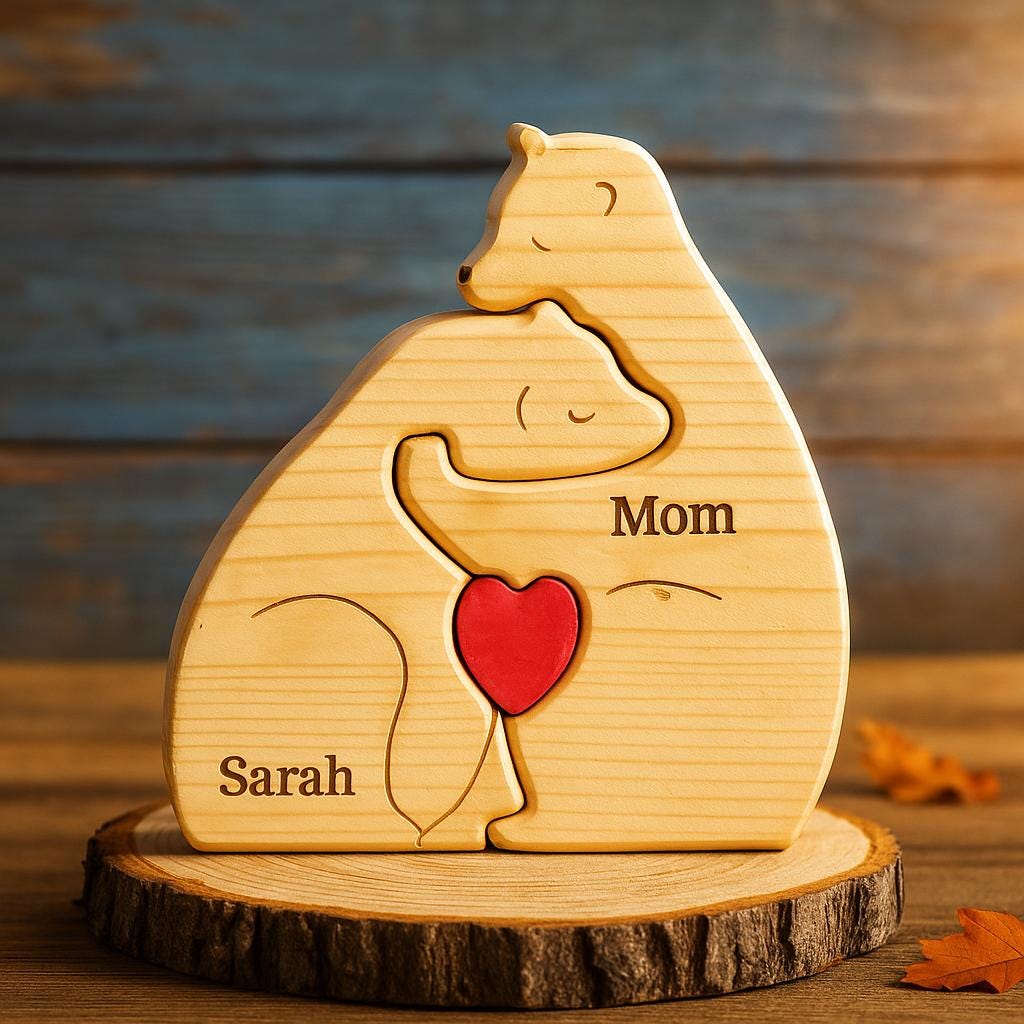 Puzzle familia de osos de madera