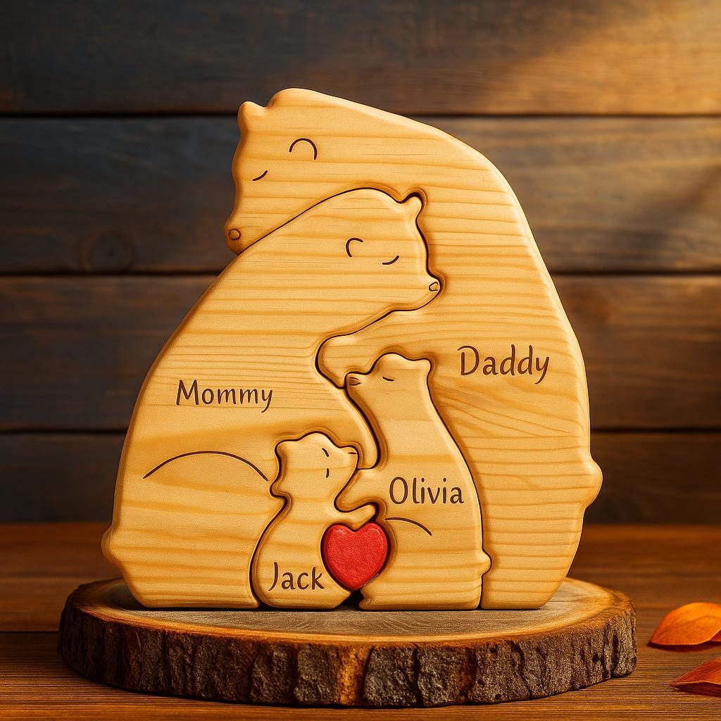Puzzle familia de osos de madera