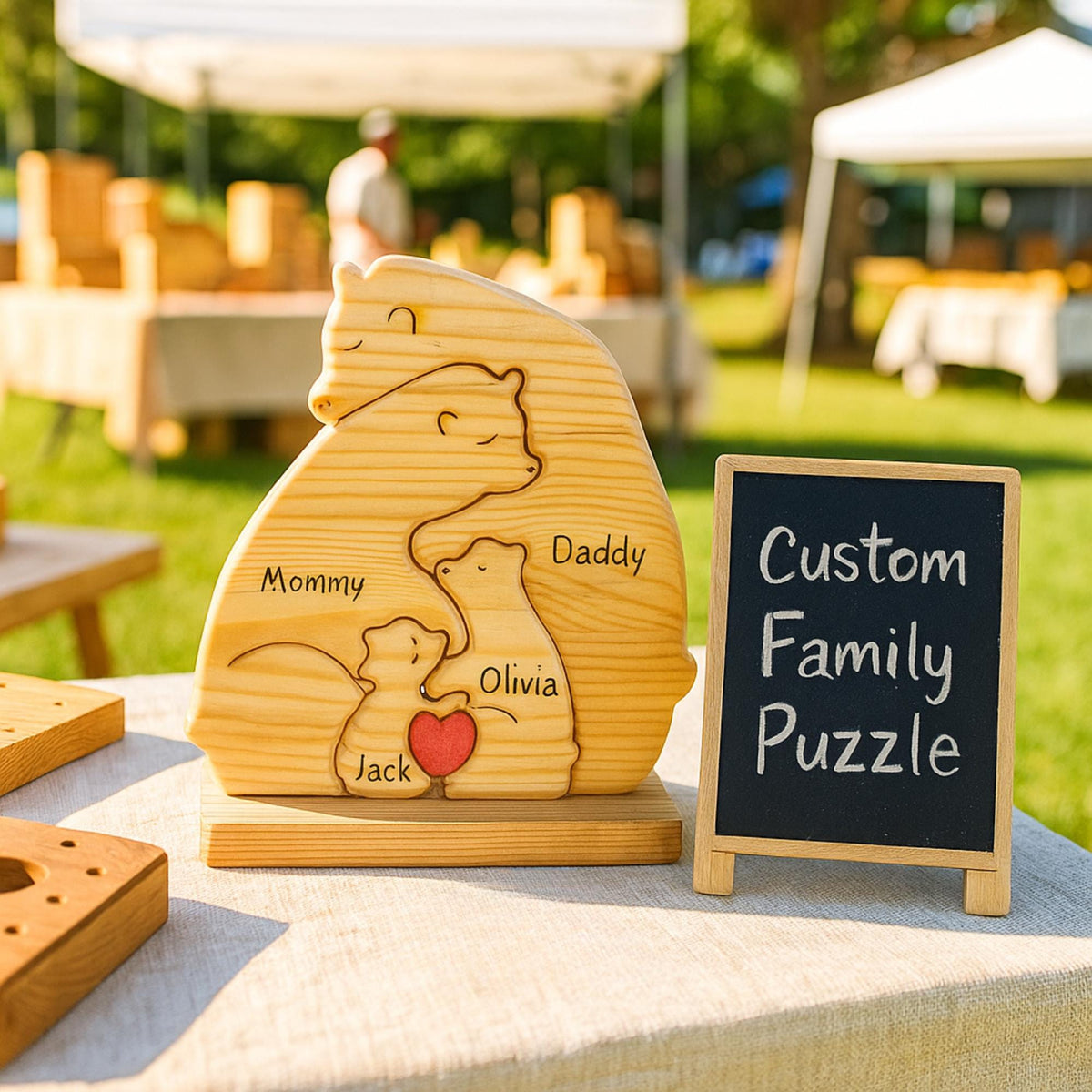 Puzzle familia de osos de madera